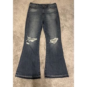 American Eagle Super High Waist Flare Ripped Jeans